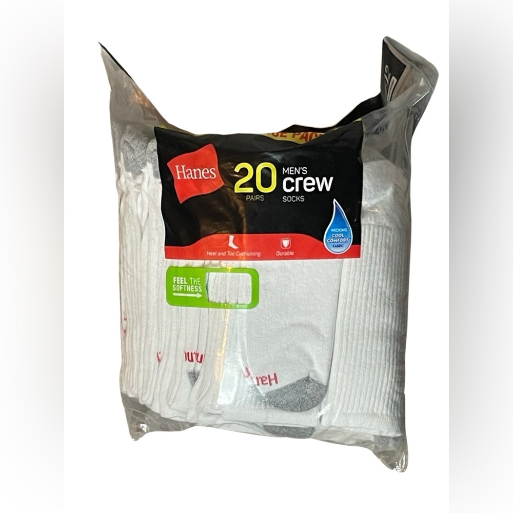 HANES - Men’s 20pk crew socks. *Missing a few pairs